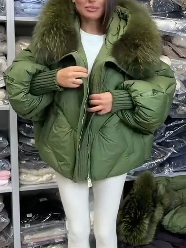 Vivienne — Doudoune courte à capuche bordée — Amielle Paris