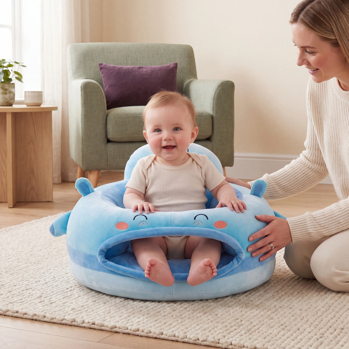 Fauteuil d’éveil bébé en peluche — 60 × 45 cm — vue 1