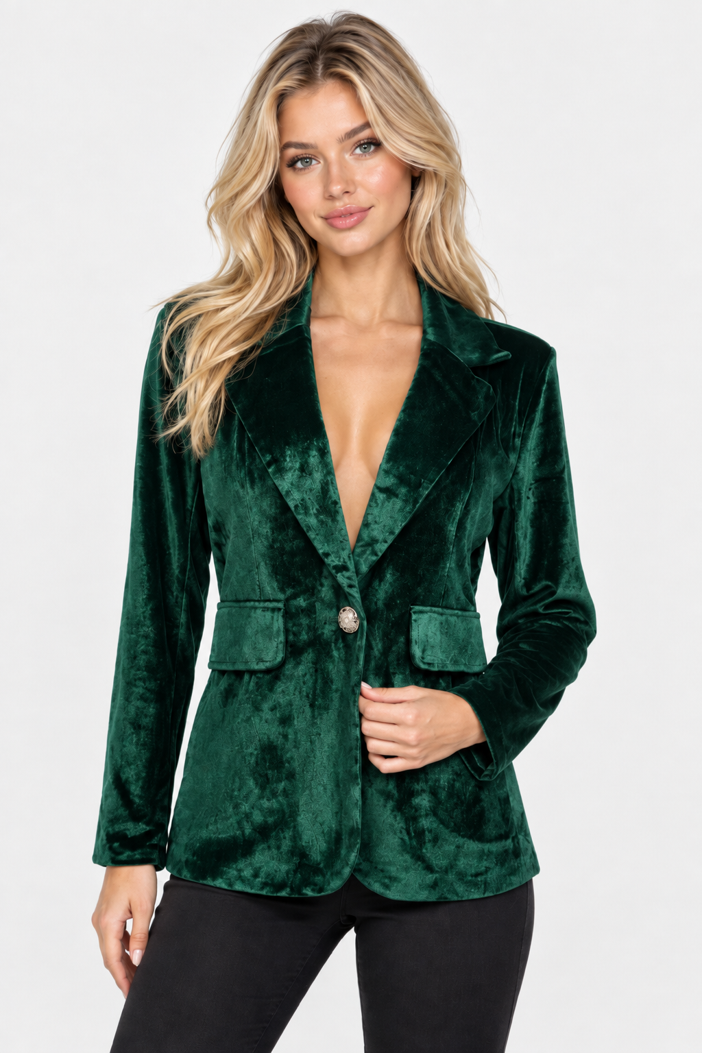 Blazer en velours à un bouton — Amielle Paris