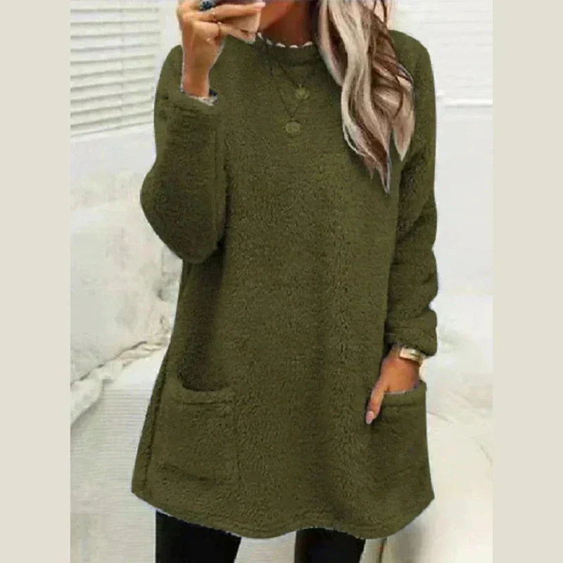 Tunique en polaire à poches et col boutonné — Amielle Paris