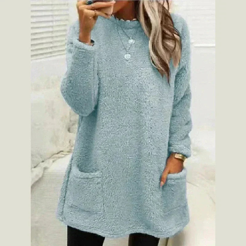 Tunique en polaire à poches et col boutonné — Amielle Paris