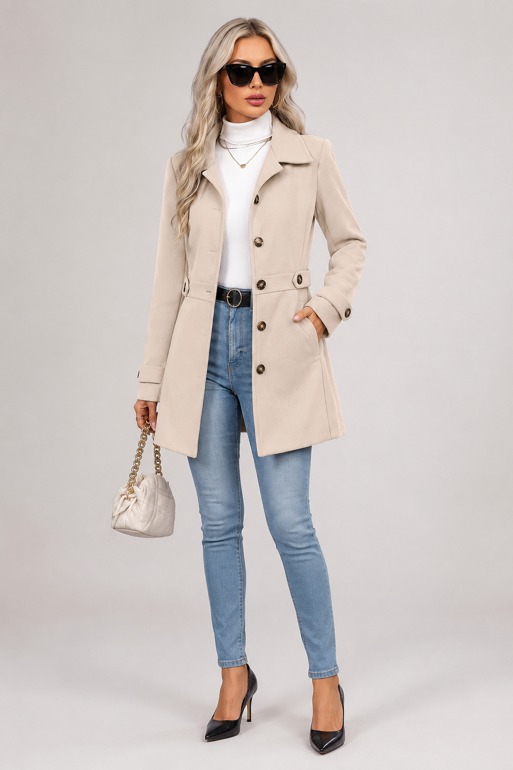 Manteau cintré en suédine — Lilly — Amielle Paris