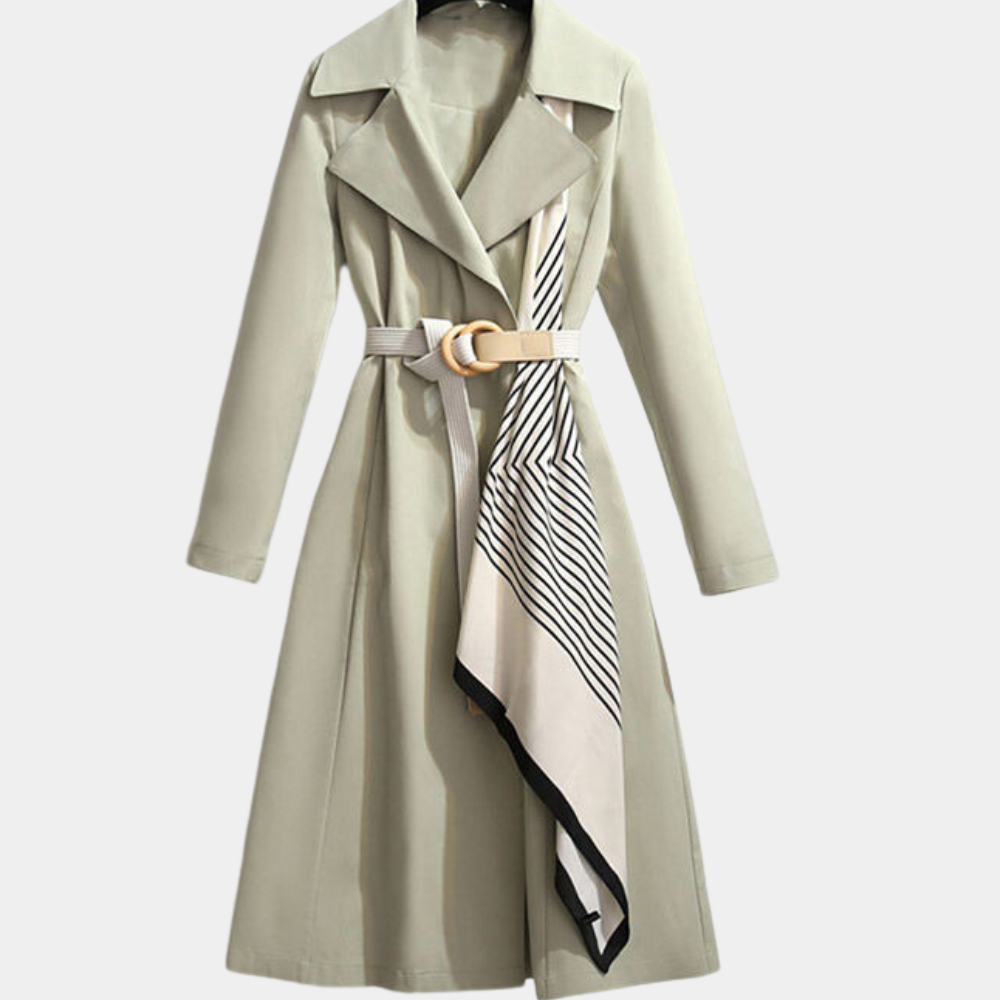Katherine — Manteau ceinturé à détail foulard — Amielle Paris
