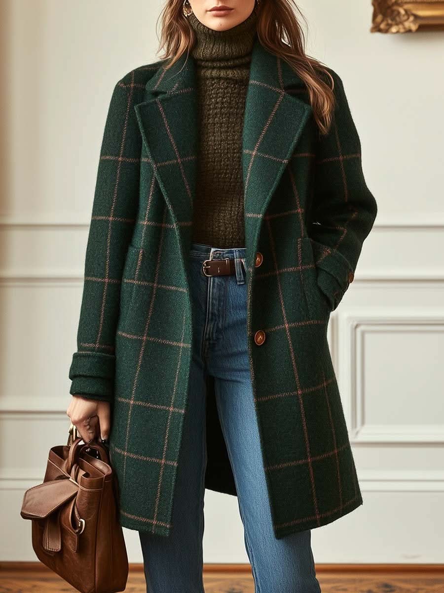 Gabriella — Manteau à carreaux et col à revers — Amielle Paris