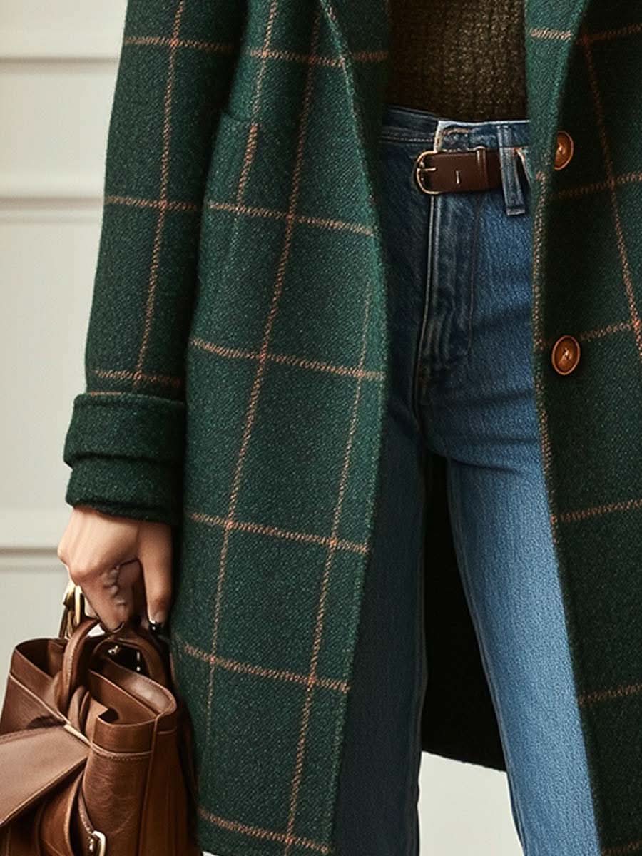 Gabriella — Manteau à carreaux et col à revers — Amielle Paris