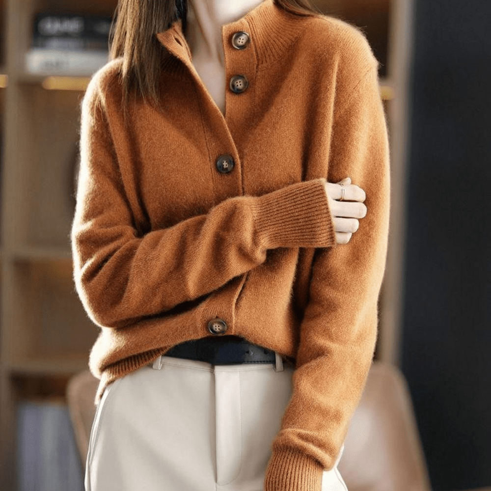 Cardigan à col montant boutonné