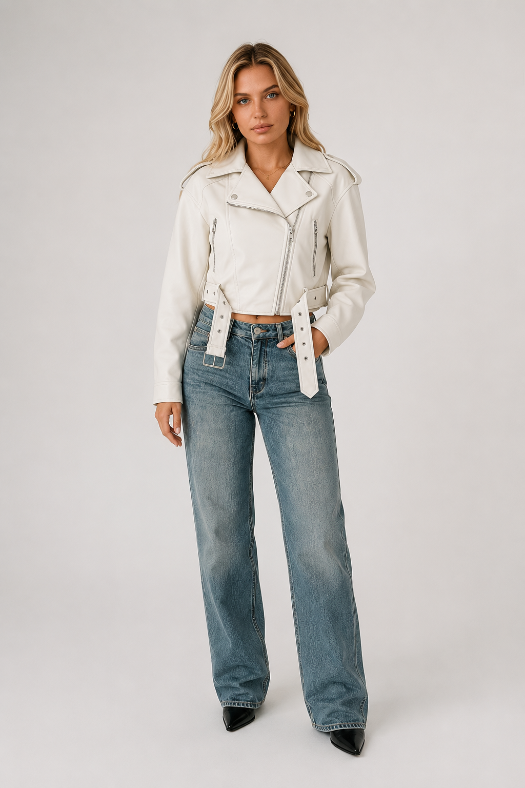 Sylvie — Veste biker ample effet cuir — Amielle Paris