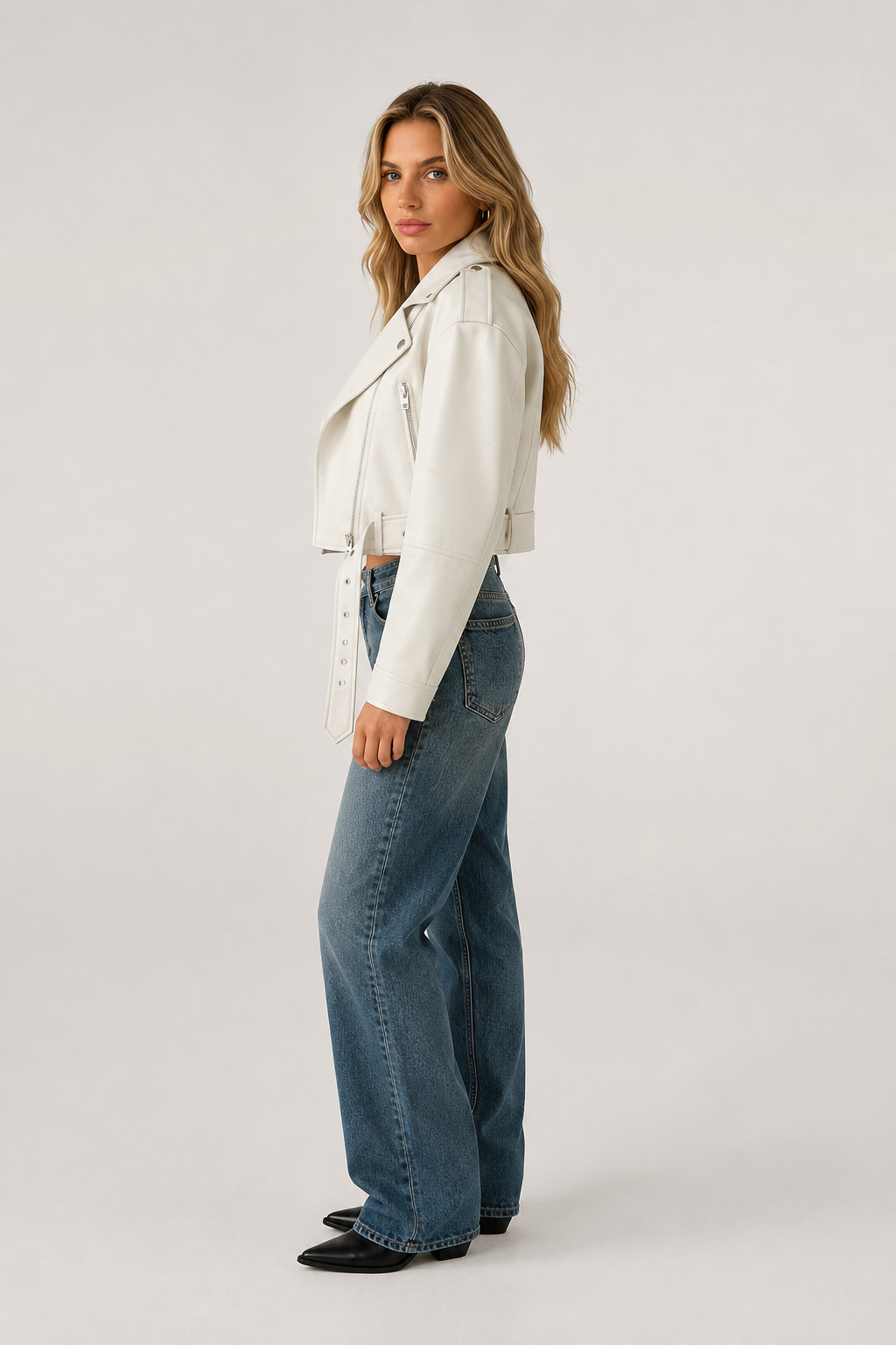 Sylvie — Veste biker ample effet cuir — Amielle Paris