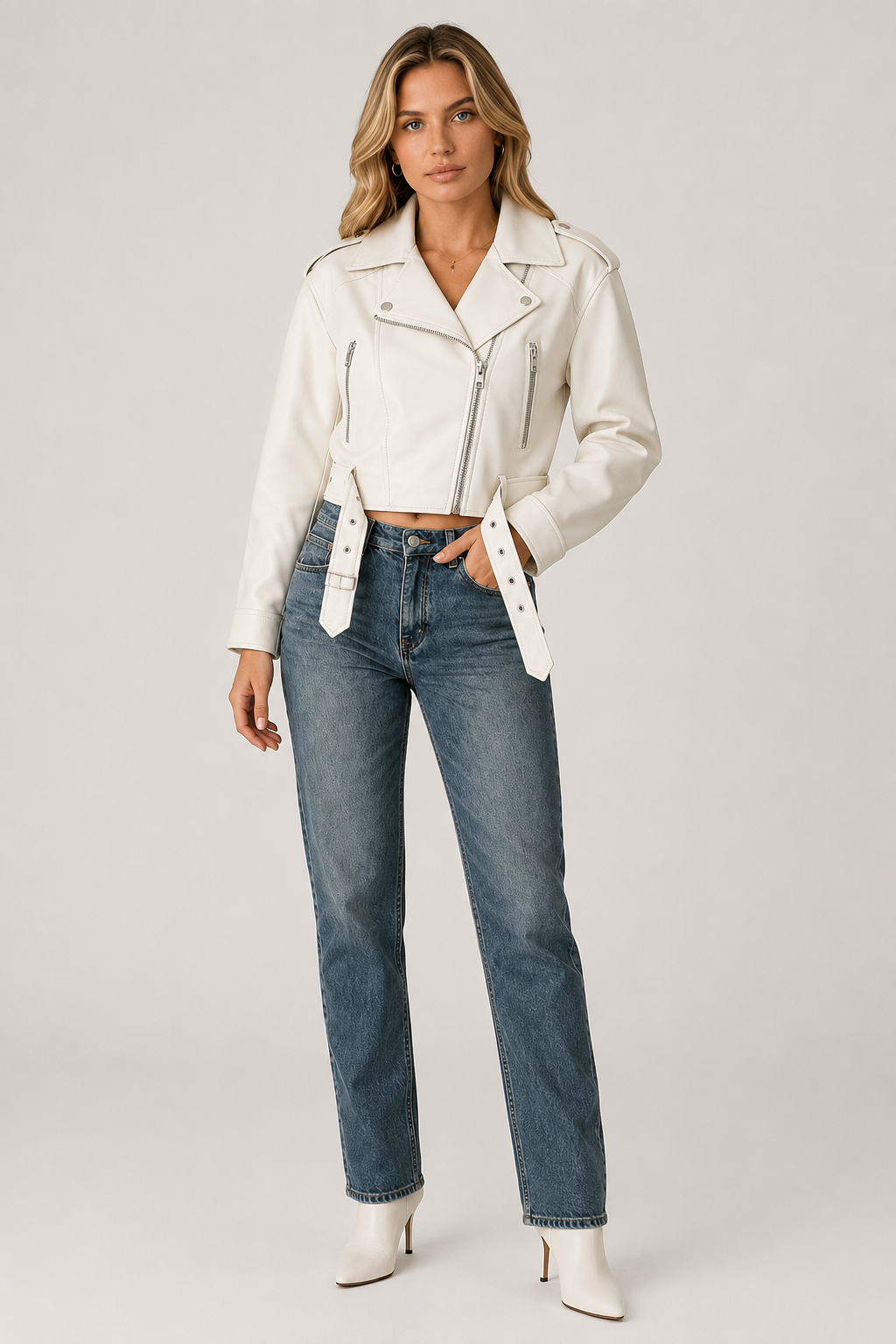 Sylvie — Veste biker ample effet cuir — Amielle Paris