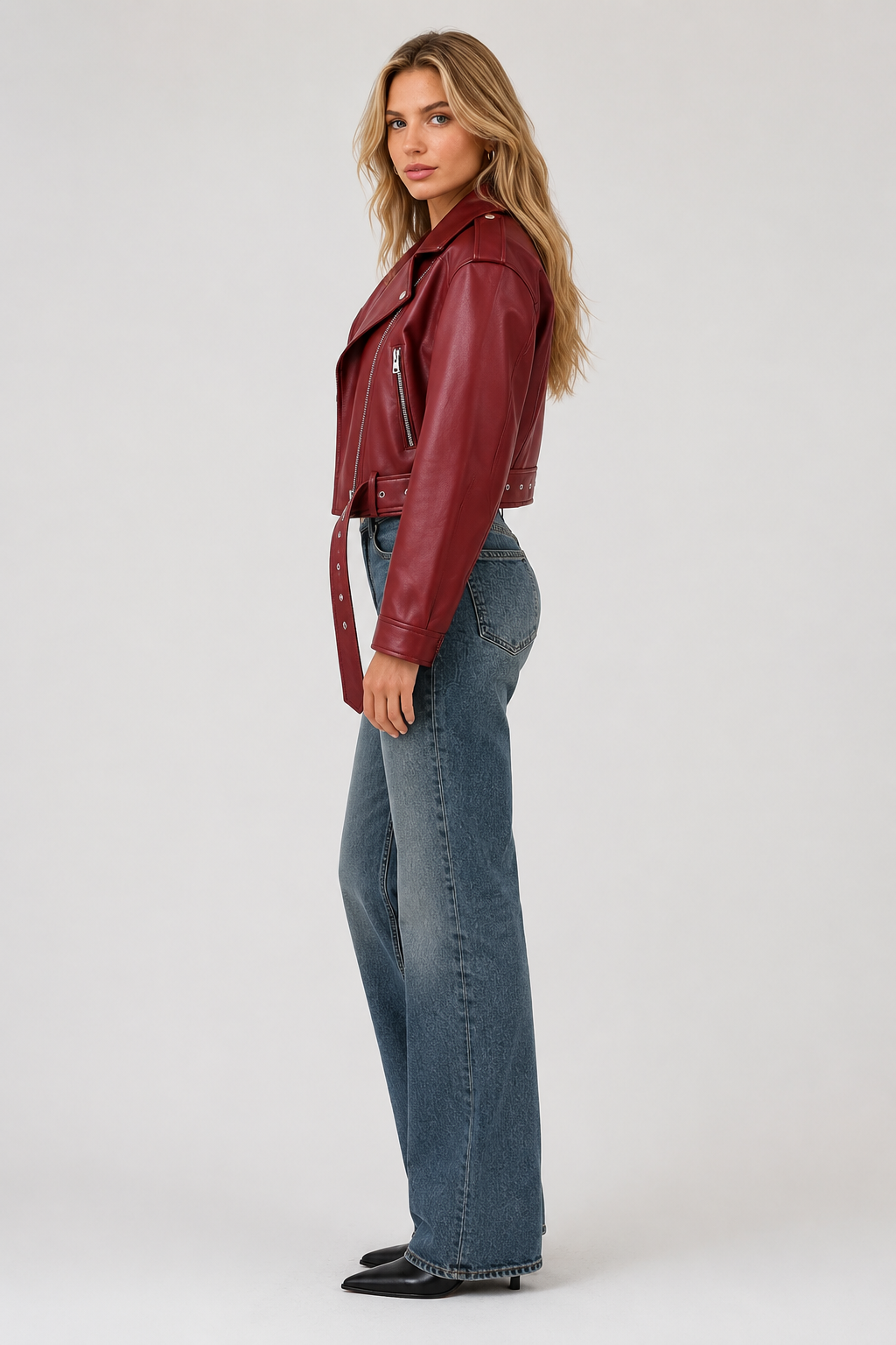 Sylvie — Veste biker ample effet cuir — Amielle Paris