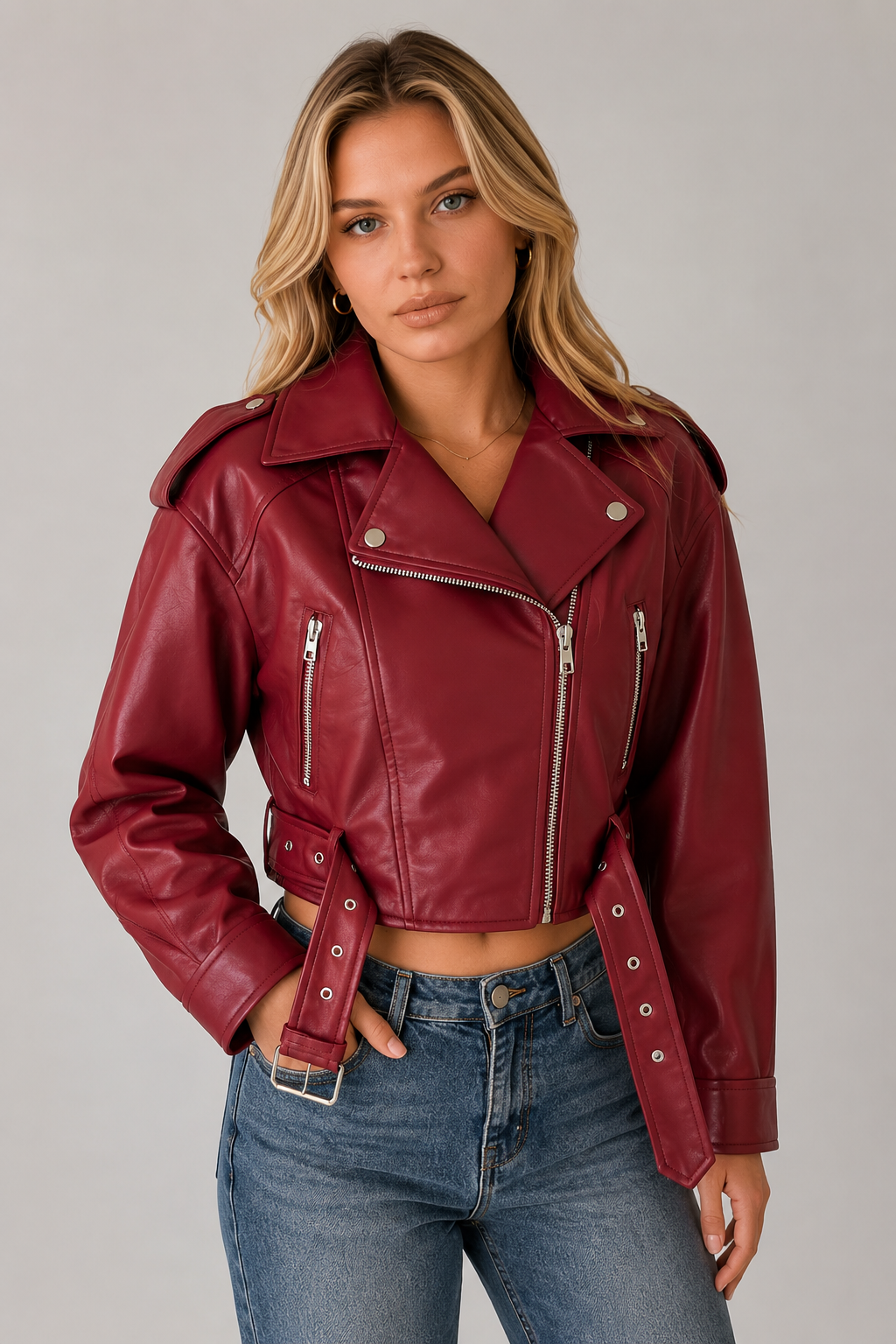 Sylvie — Veste biker ample effet cuir — Amielle Paris
