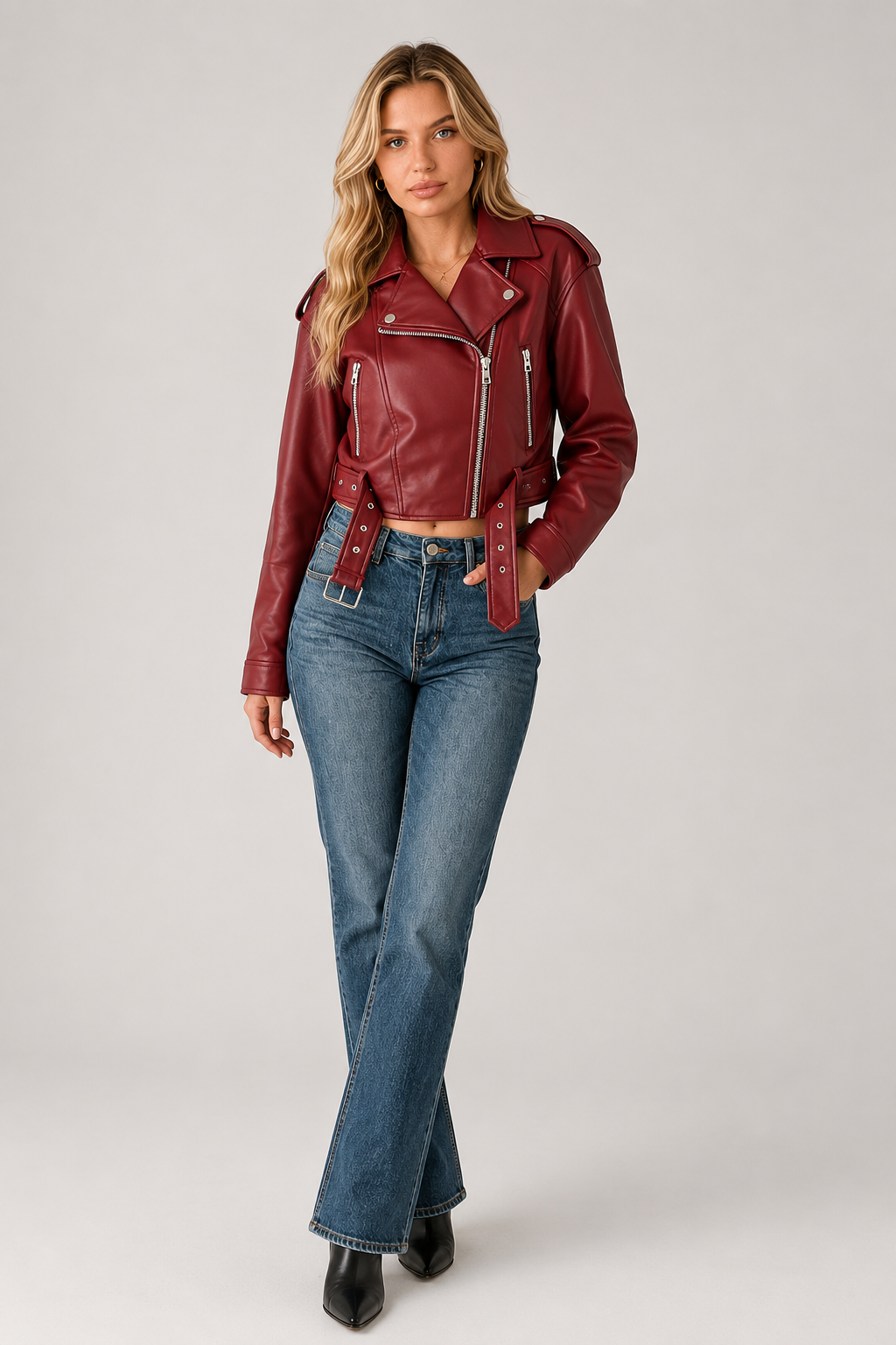 Sylvie — Veste biker ample effet cuir — Amielle Paris