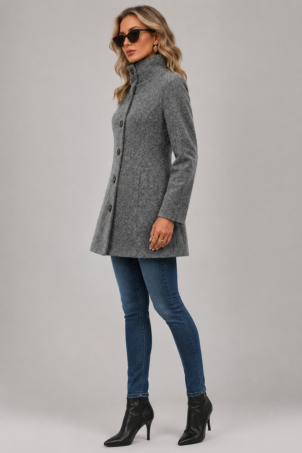 Manteau mi-long à col chemise — Suzan — Amielle Paris