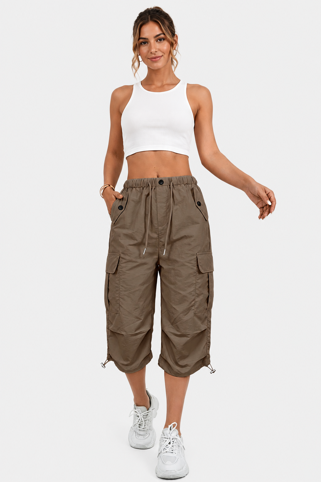 Pantalon cargo court à cordons — Lou — Amielle Paris