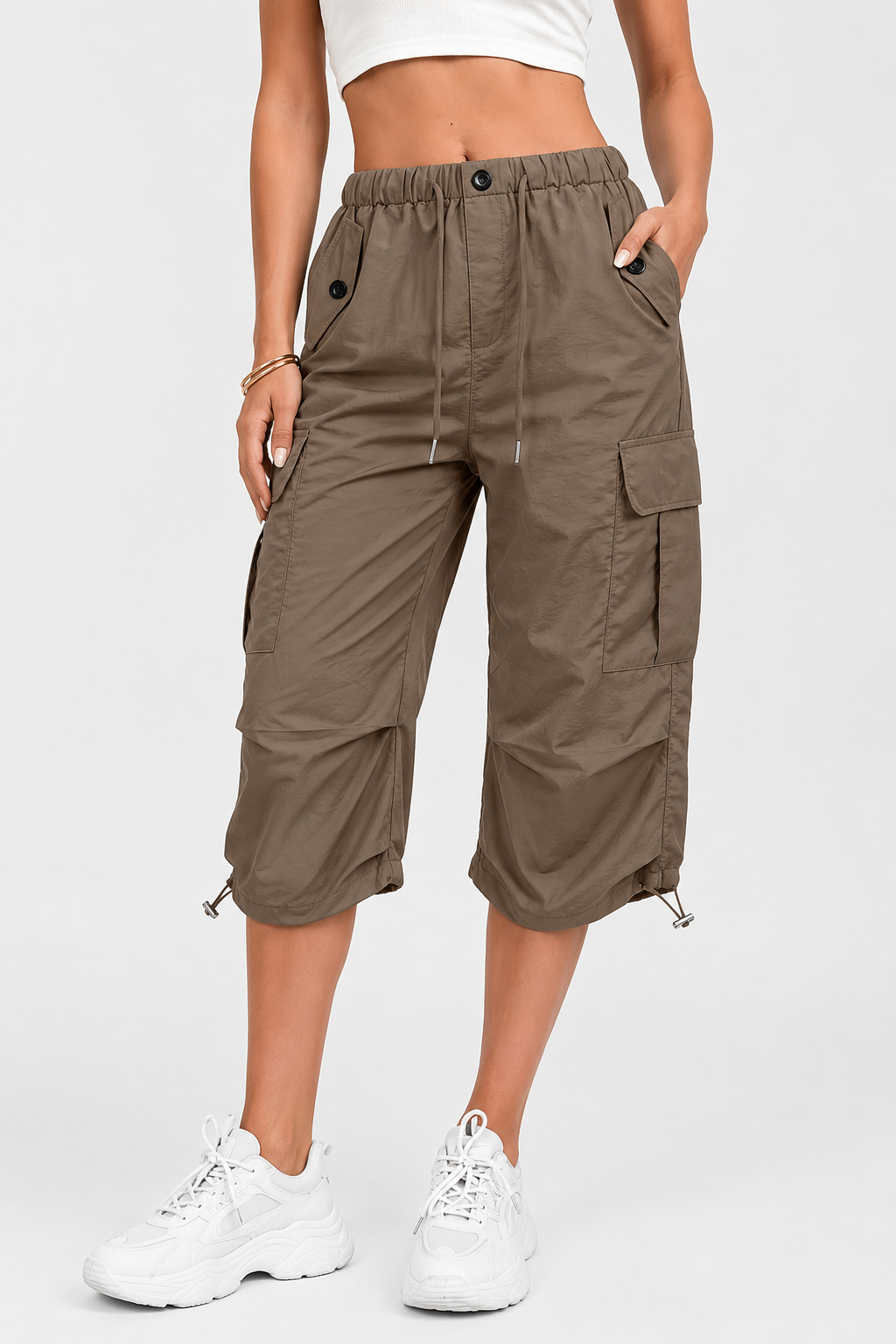 Pantalon cargo court à cordons — Lou — Amielle Paris