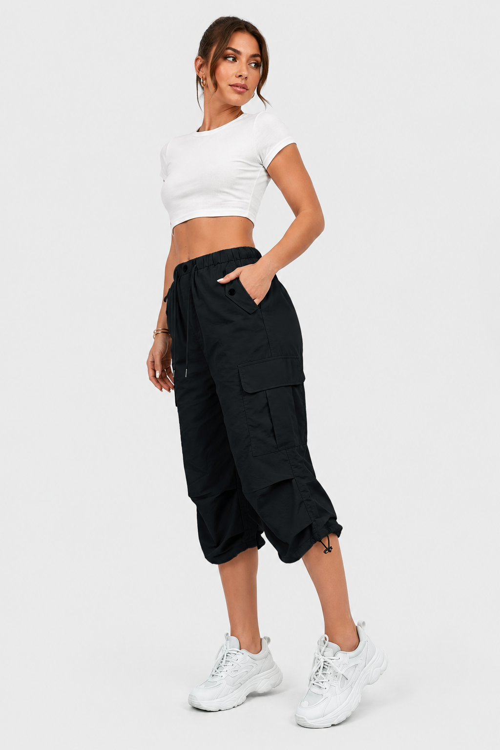 Pantalon cargo court à cordons — Lou — Amielle Paris