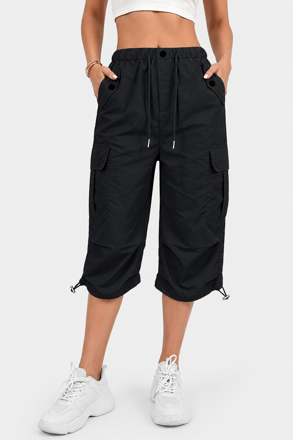 Pantalon cargo court à cordons — Lou — Amielle Paris
