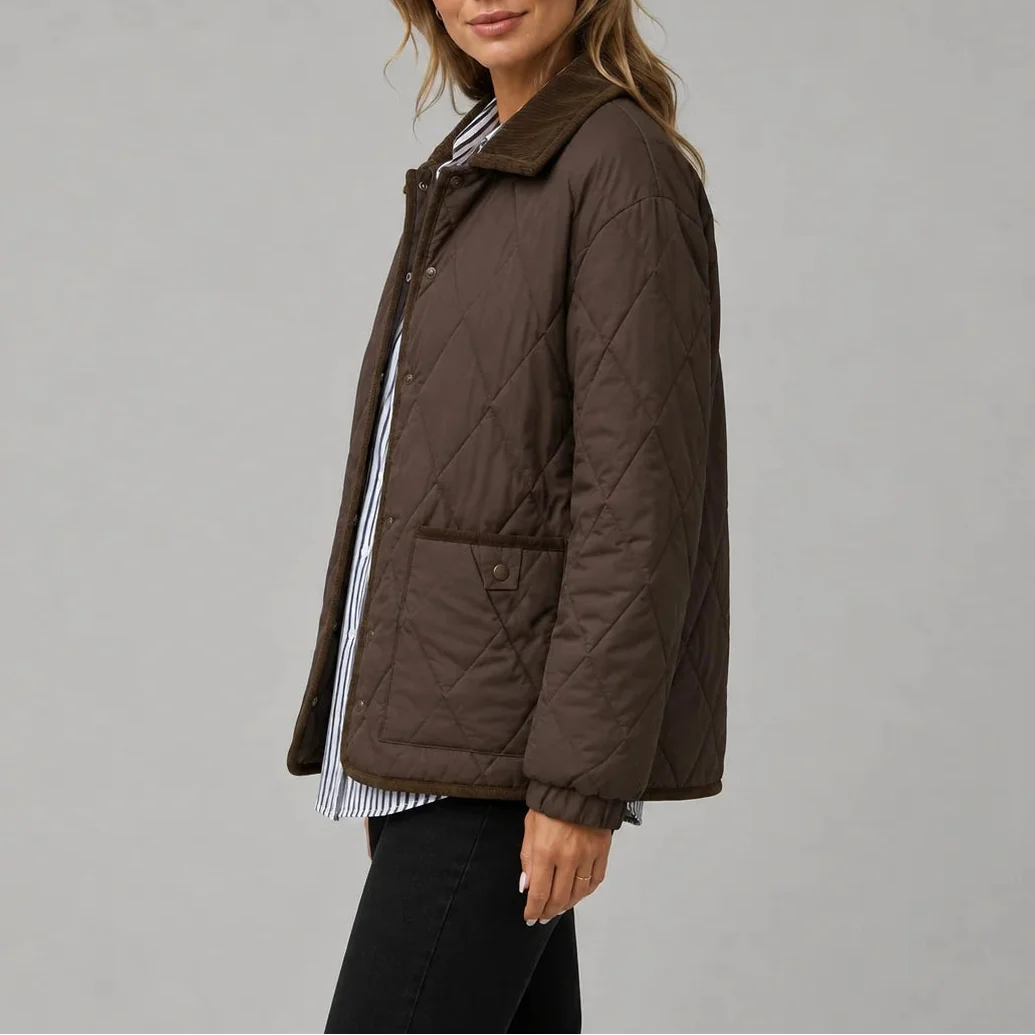 Veste matelassée à col en velours côtelé — Amielle Paris