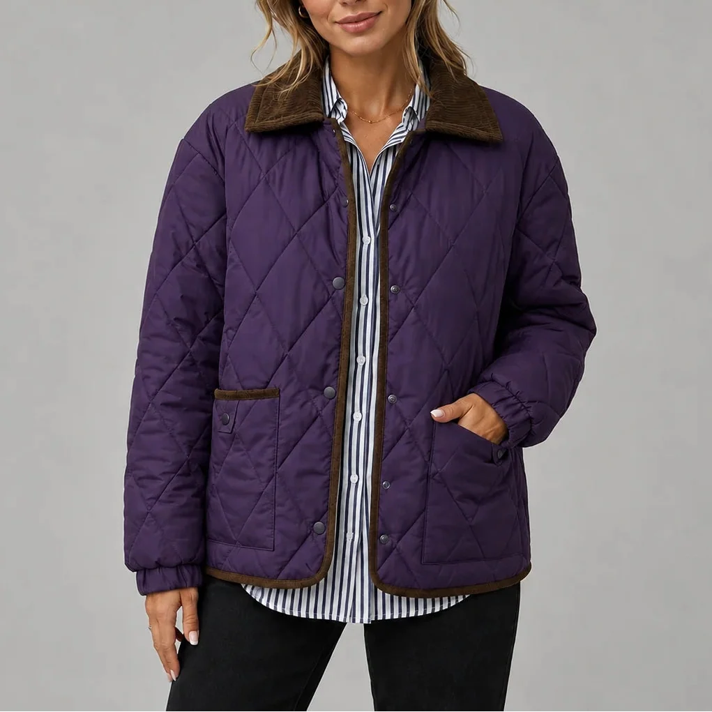 Veste matelassée à col en velours côtelé — Amielle Paris