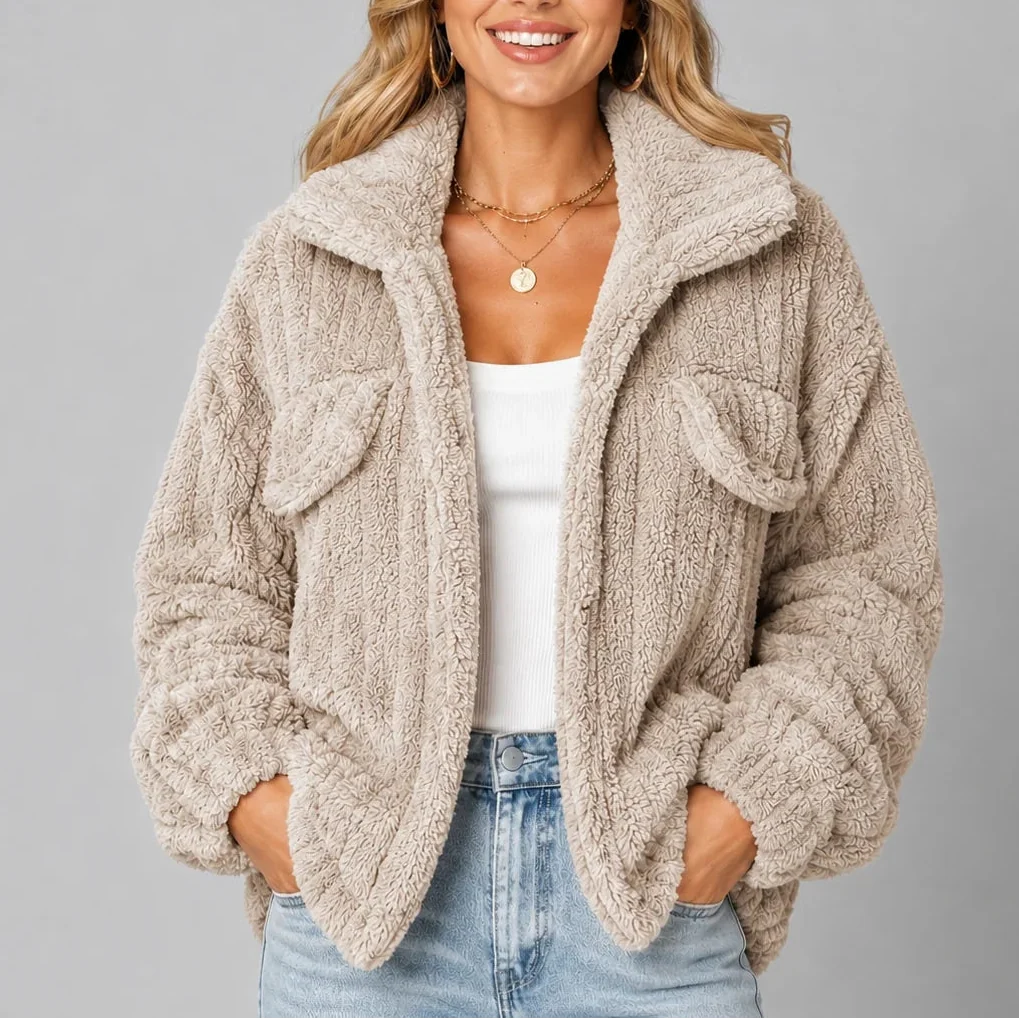 Veste polaire duveteuse à grand col — Amielle Paris