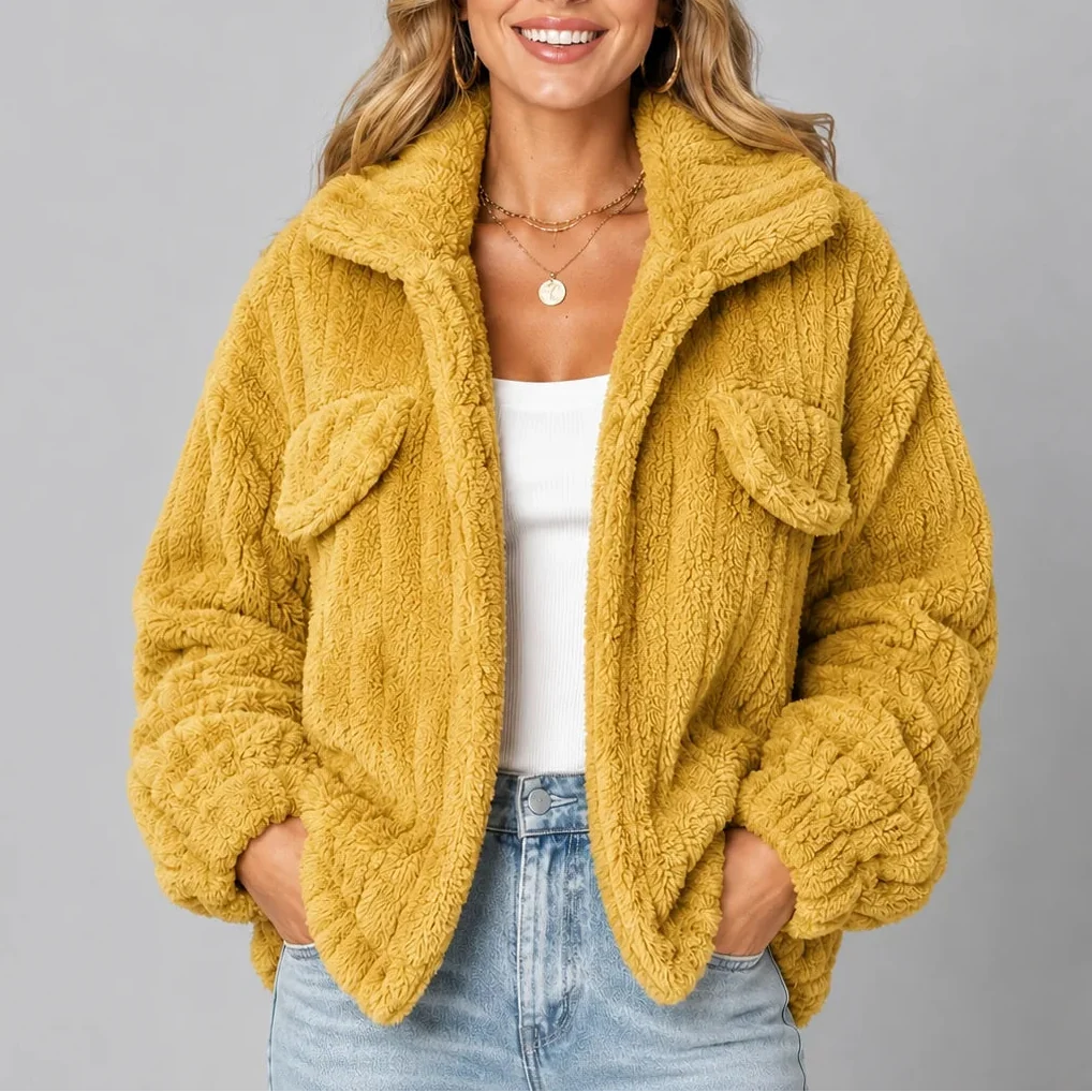Veste polaire duveteuse à grand col — Amielle Paris