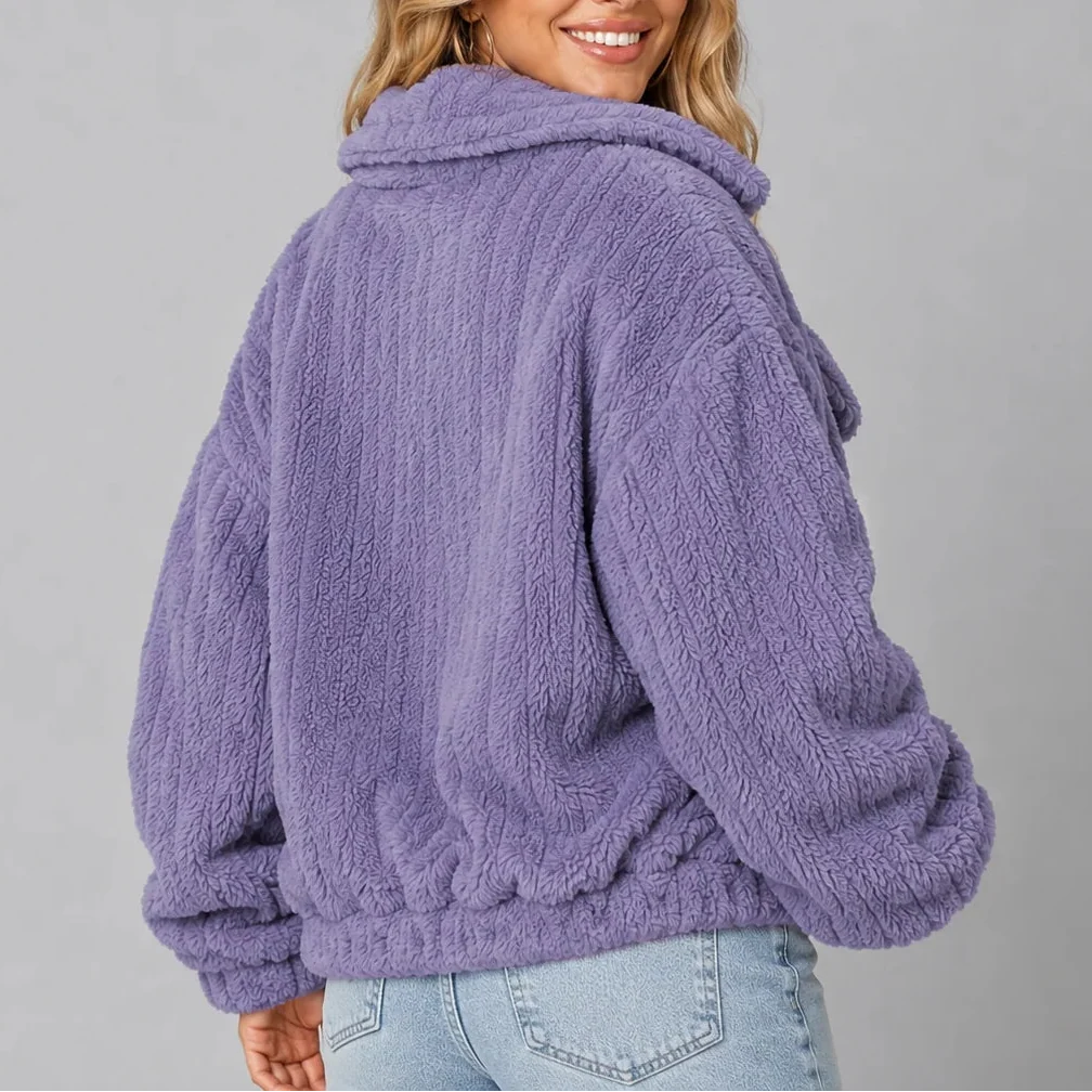 Veste polaire duveteuse à grand col — Amielle Paris