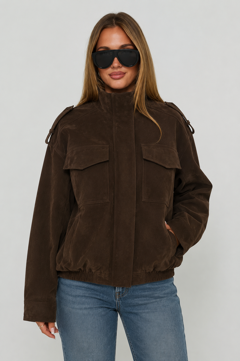 Élise — Veste cargo en suédine — Amielle Paris