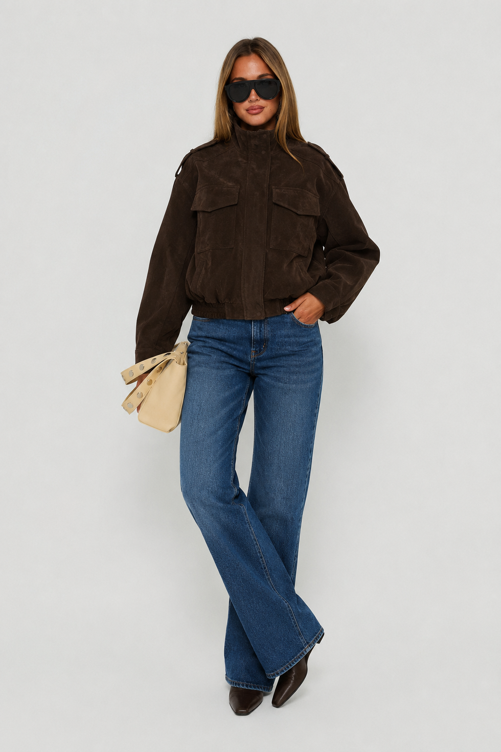 Élise — Veste cargo en suédine — Amielle Paris