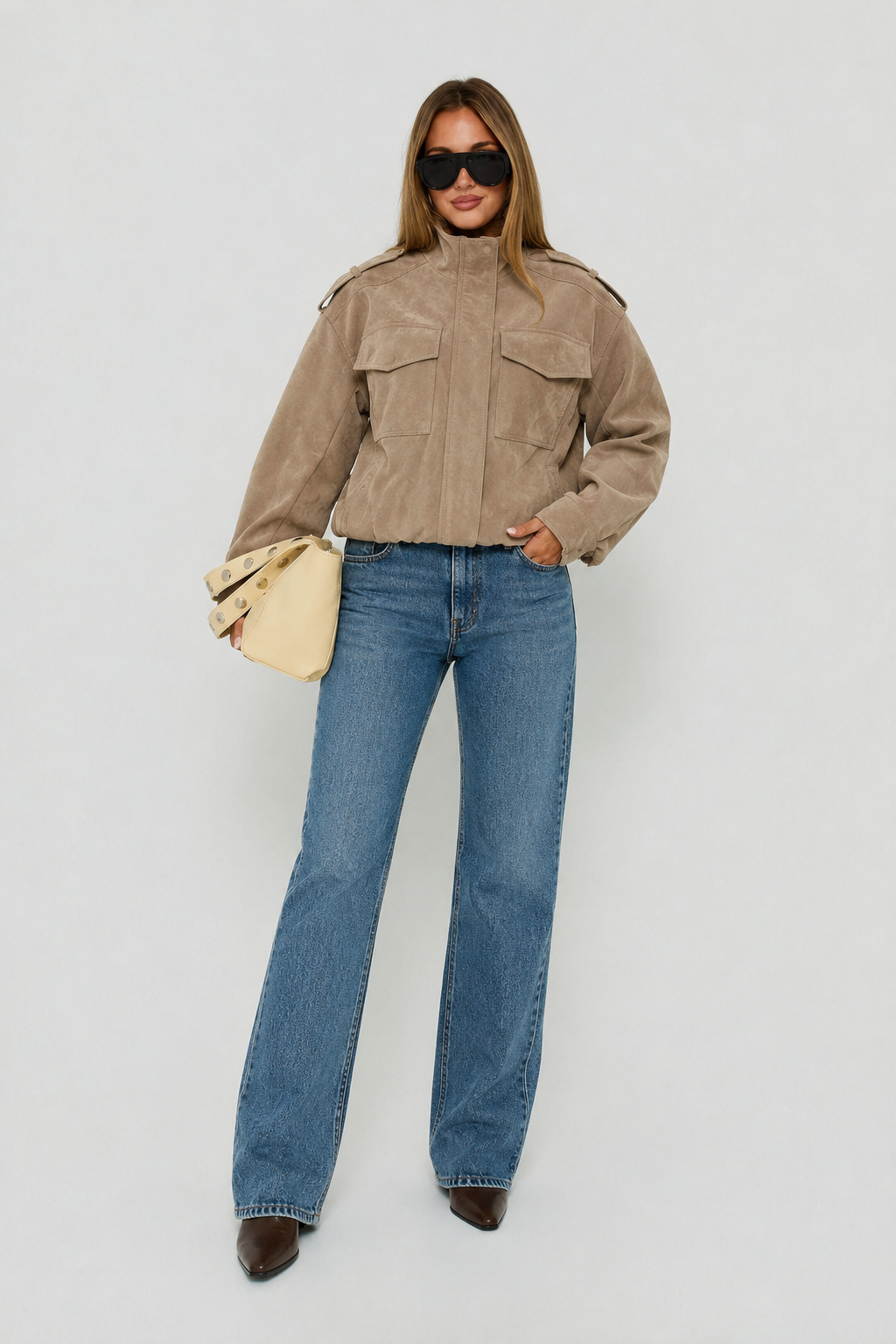 Élise — Veste cargo en suédine — Amielle Paris