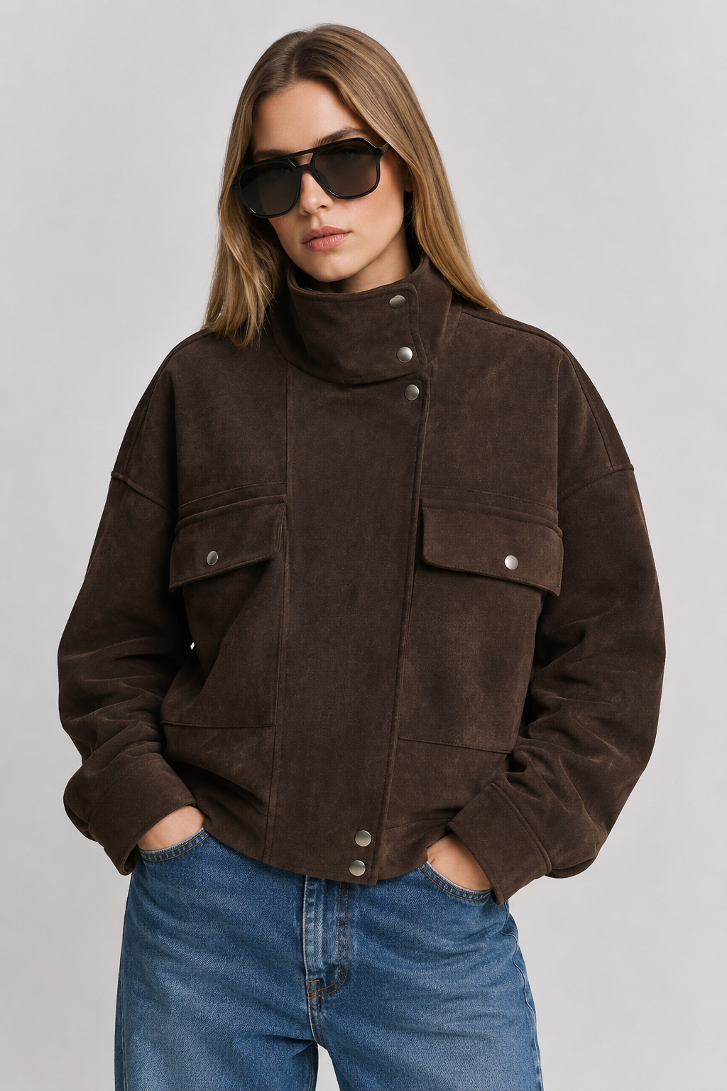 Anaïs — Veste utilitaire en suédine — Amielle Paris
