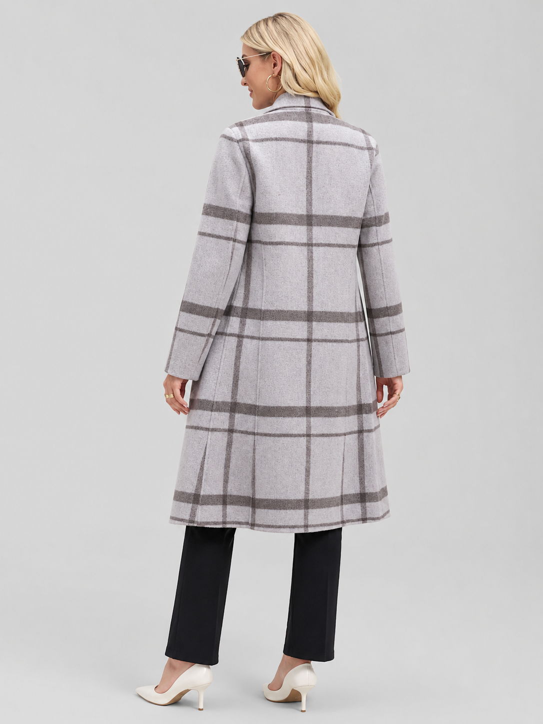 Manteau long à carreaux — Mia — Amielle Paris
