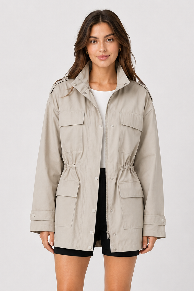 Mila — Veste saharienne à taille froncée — Amielle Paris