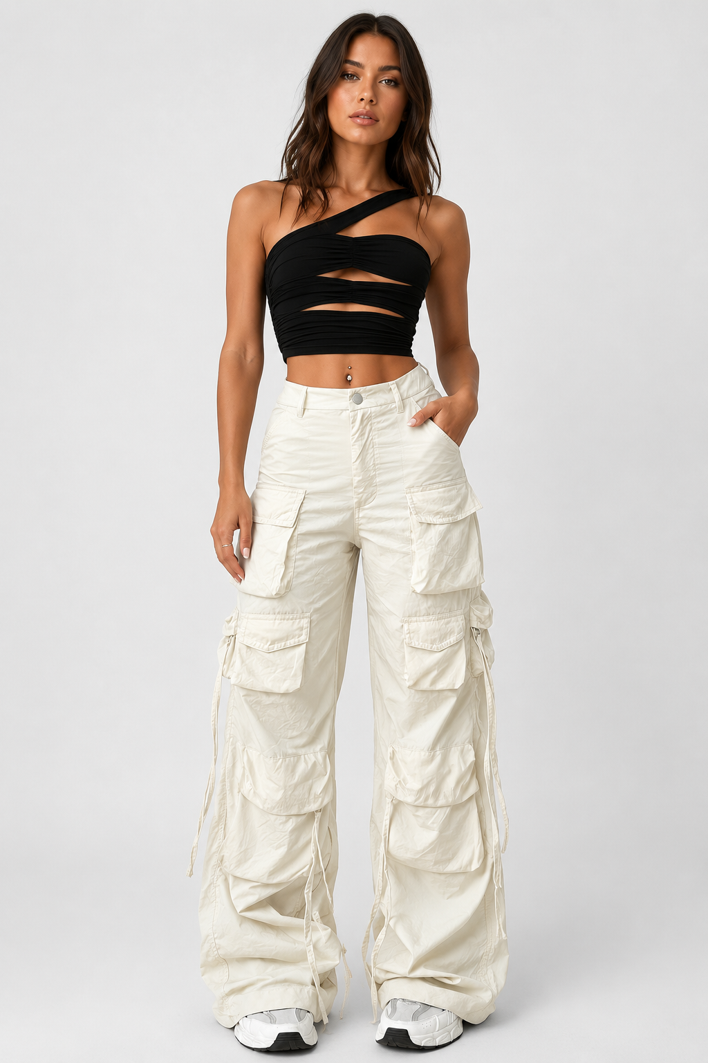 Pantalon cargo large à liens — Amielle Paris