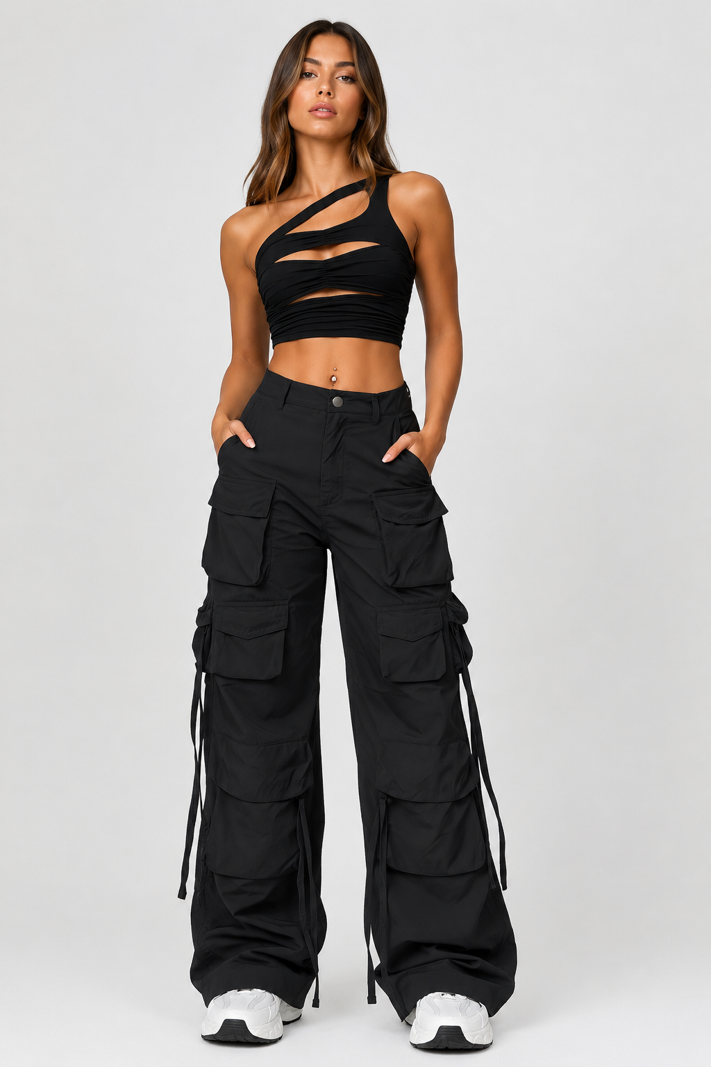 Pantalon cargo large à liens — Amielle Paris