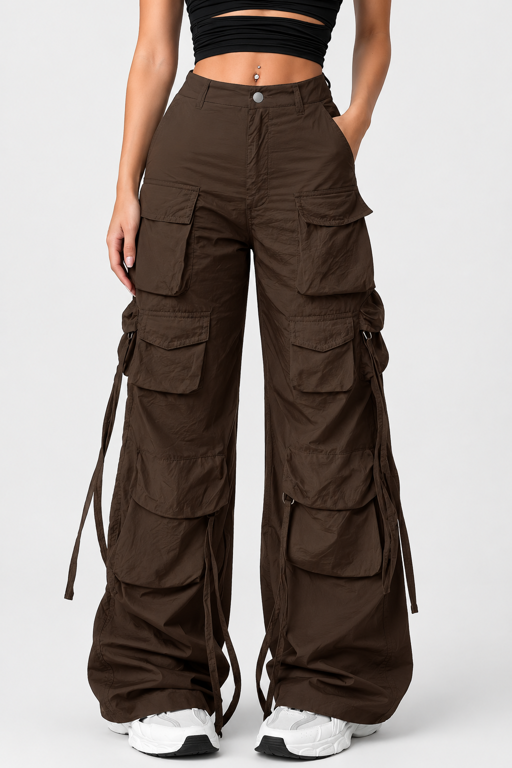 Pantalon cargo large à liens — Amielle Paris