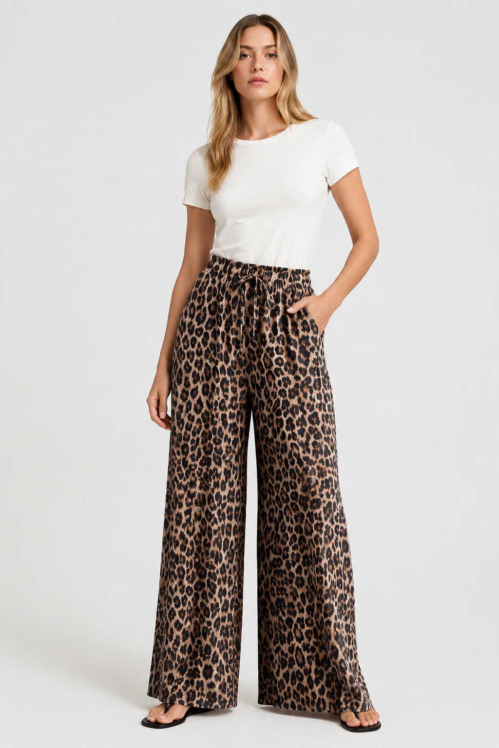 Pantalon large imprimé léopard — Odette — Amielle Paris