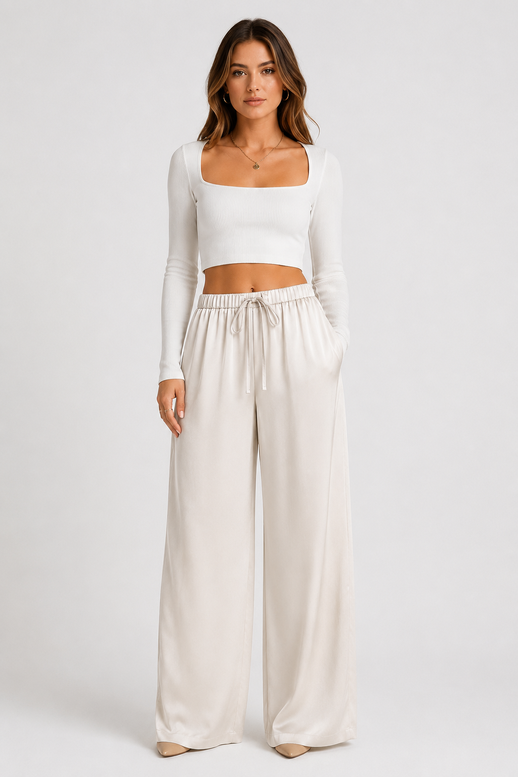 Pantalon large à taille élastique — Mia — Amielle Paris