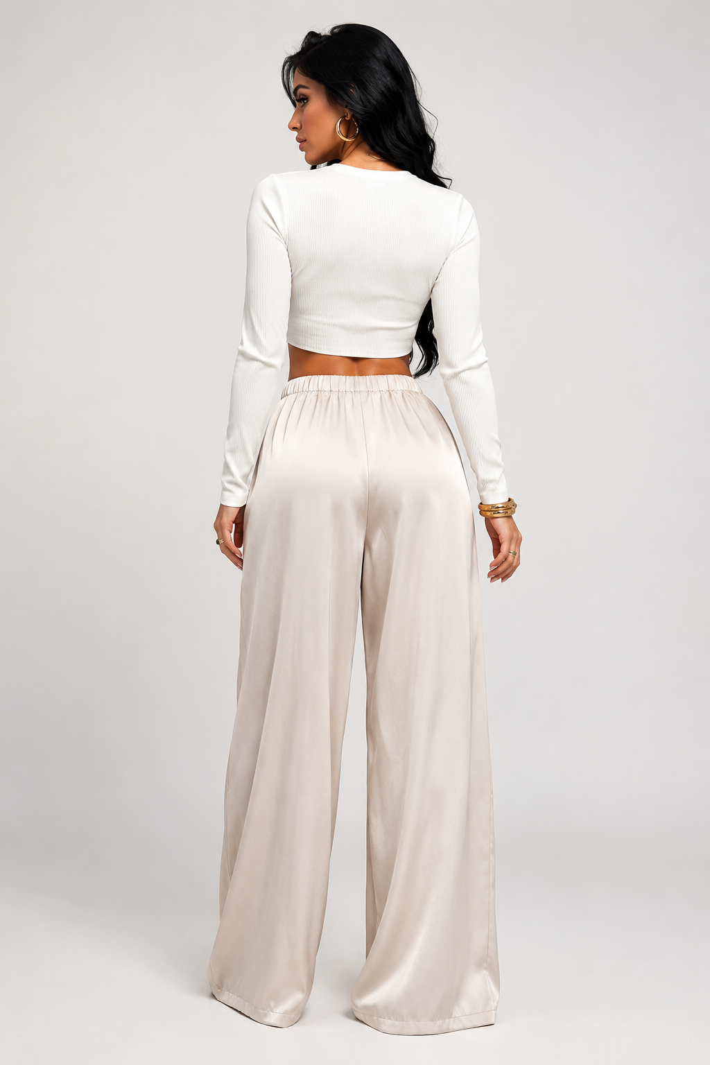 Pantalon large à taille élastique — Mia — Amielle Paris