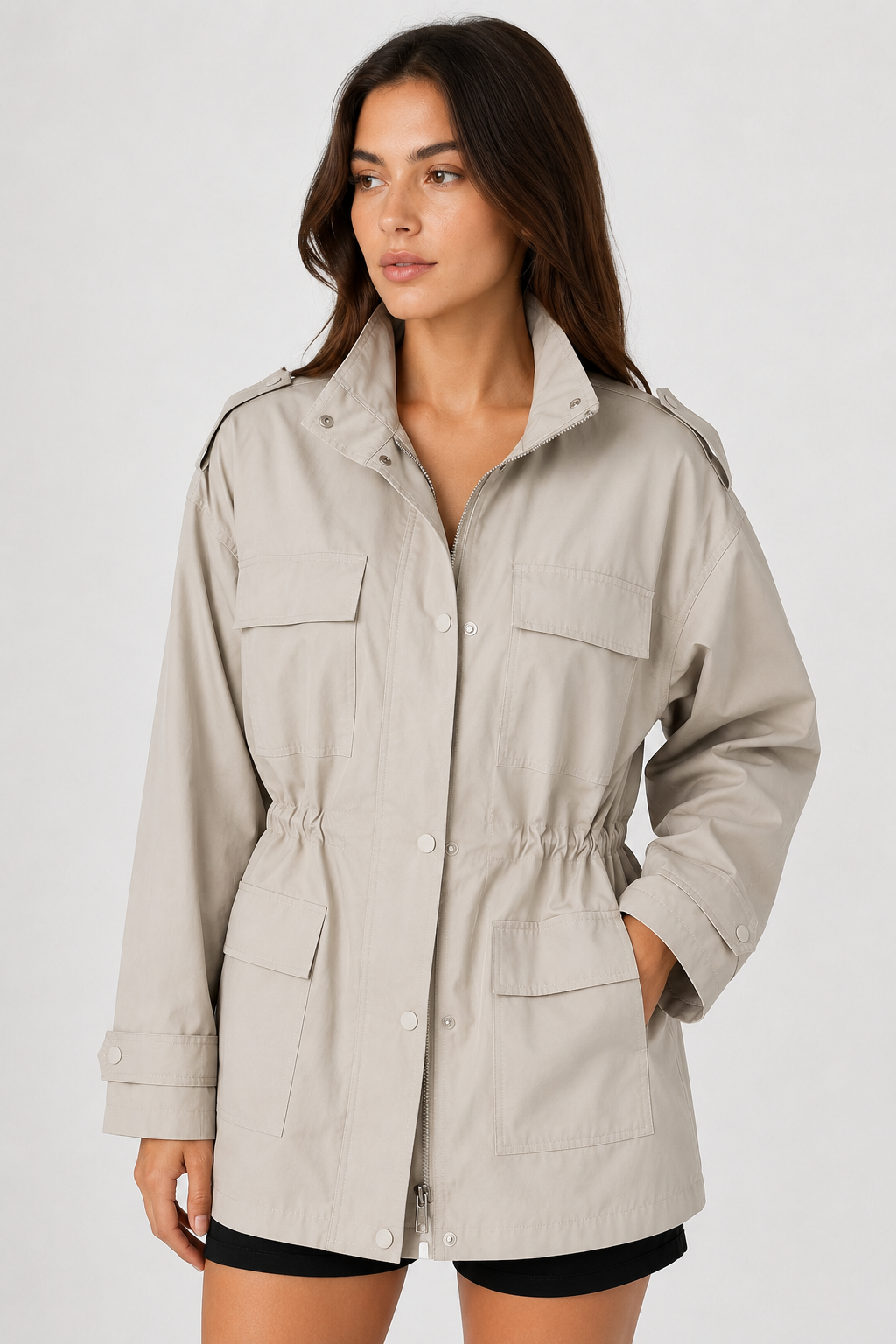 Mila — Veste saharienne à taille froncée — Amielle Paris