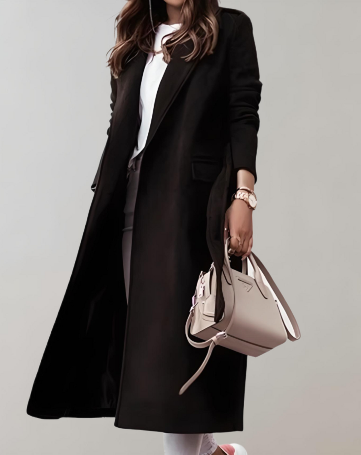 Trench long portefeuille à ceinture à nouer — Amielle Paris
