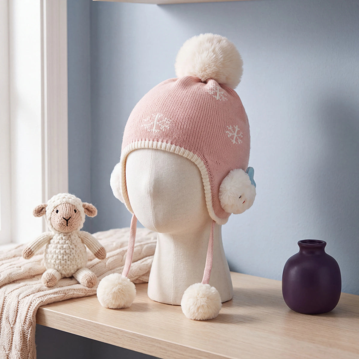 Bonnet bébé d’hiver doublé coton à cache-oreilles — vue 12