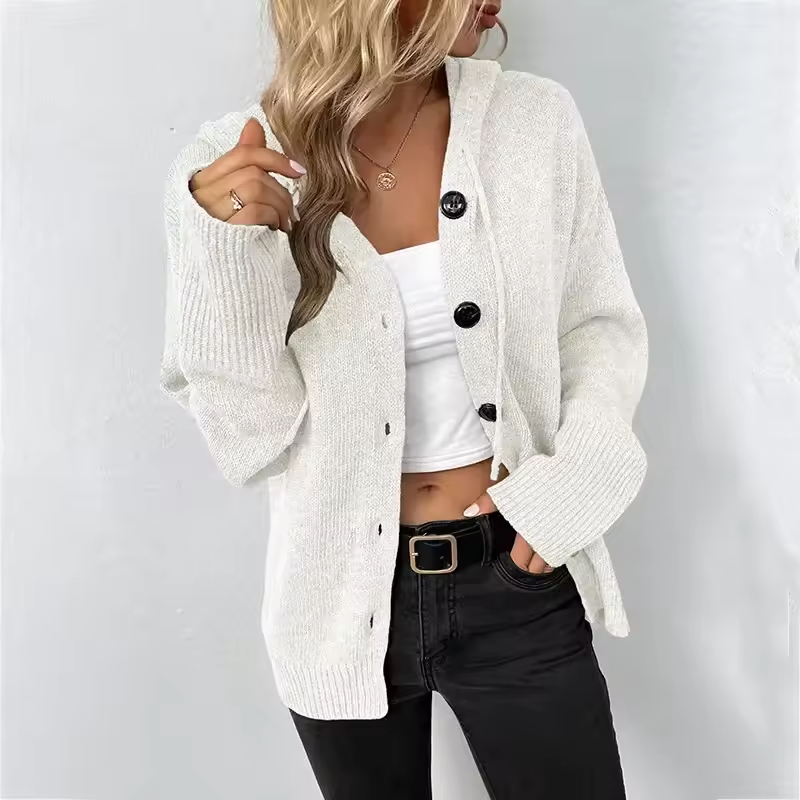 Freja — Cardigan boutonné à finitions côtelées — Amielle Paris