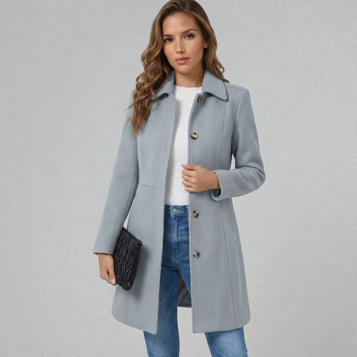 Elara — Manteau trapèze boutonné — Amielle Paris