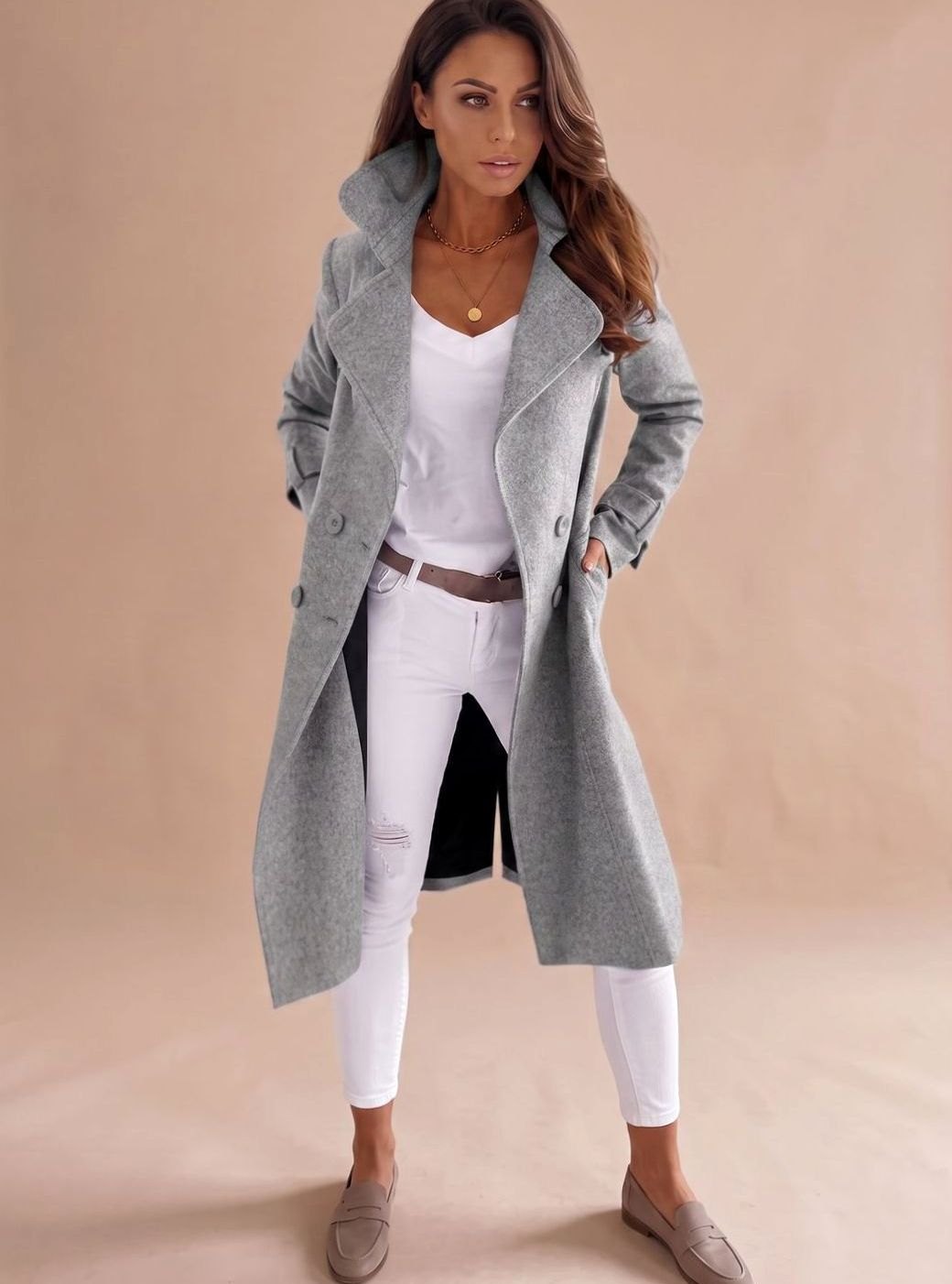 Harper — Manteau croisé à revers en pointe — Amielle Paris