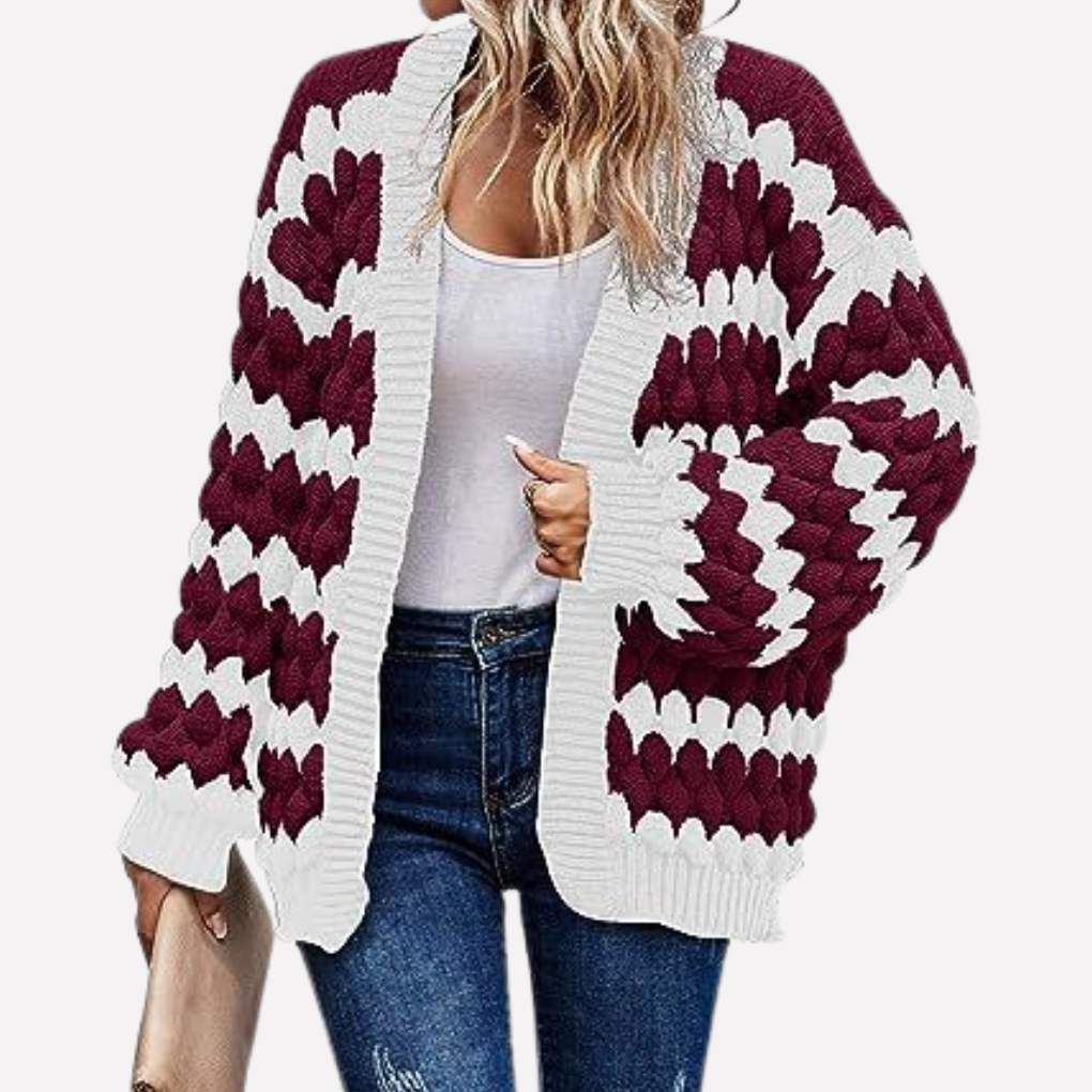 Elise — Cardigan ouvert en maille texturée — Amielle Paris