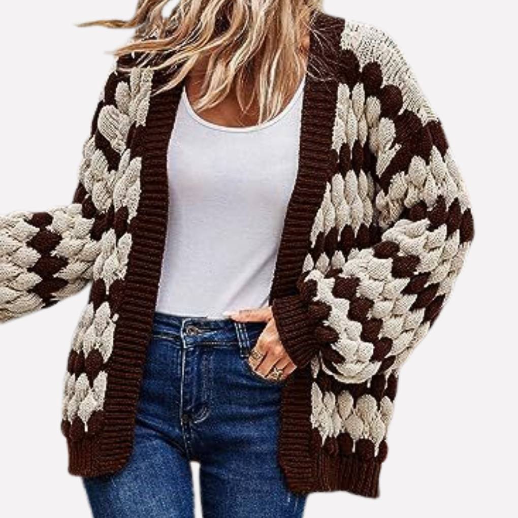 Elise — Cardigan ouvert en maille texturée — Amielle Paris