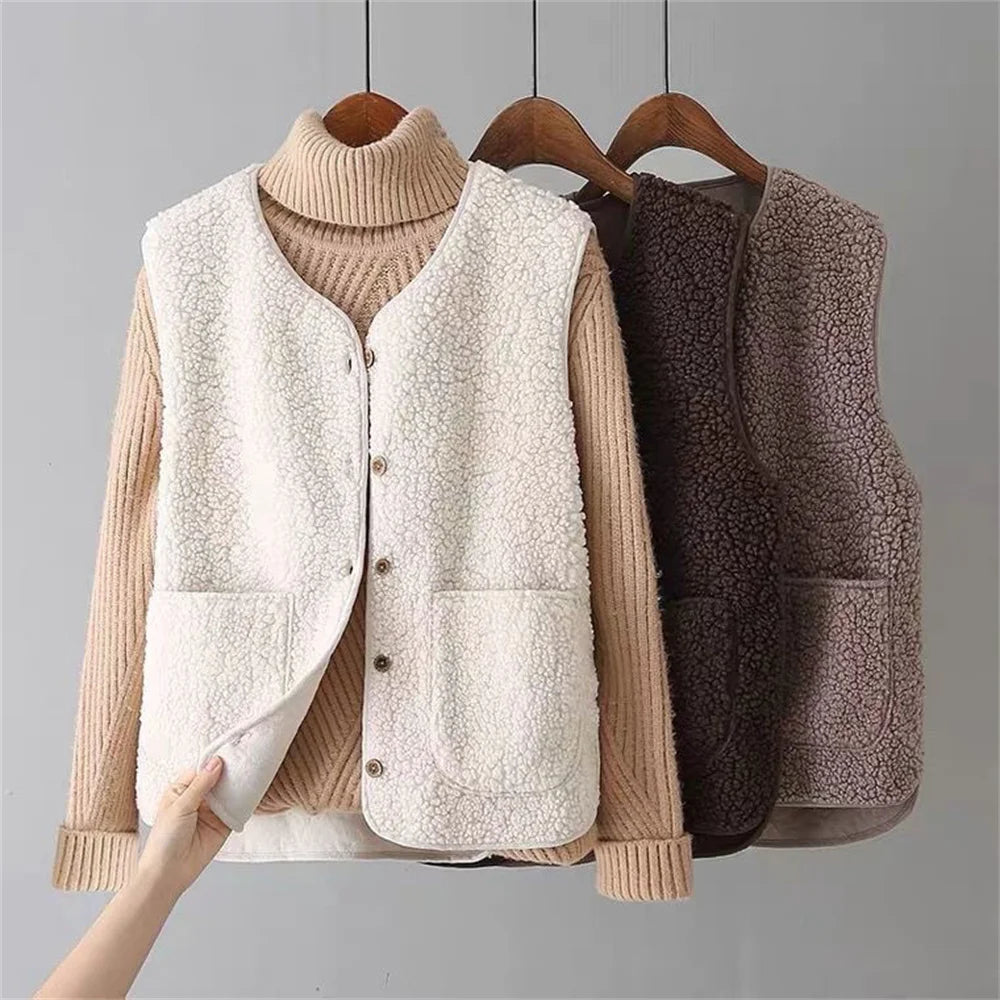 Gilet sans manches en polaire boutonné — Amielle Paris