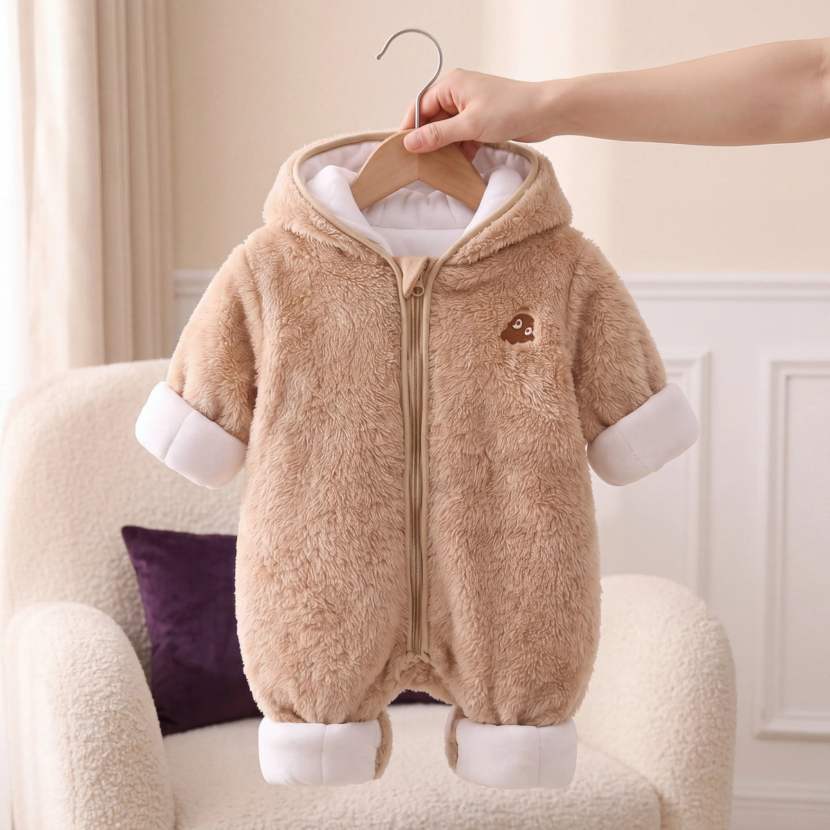 Combinaison bébé en flanelle à capuche ours — vue 11