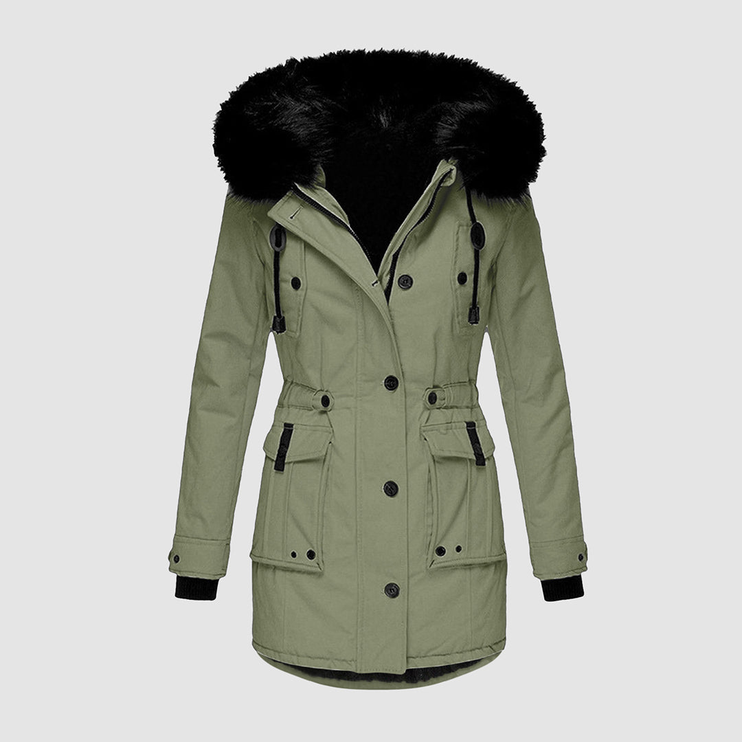 Sienna — Parka à capuche et taille ajustable — Amielle Paris
