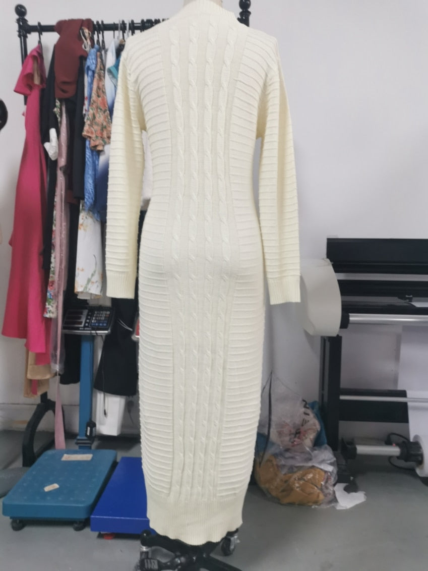 Felicity — Robe longue extensible à col rond — Amielle Paris